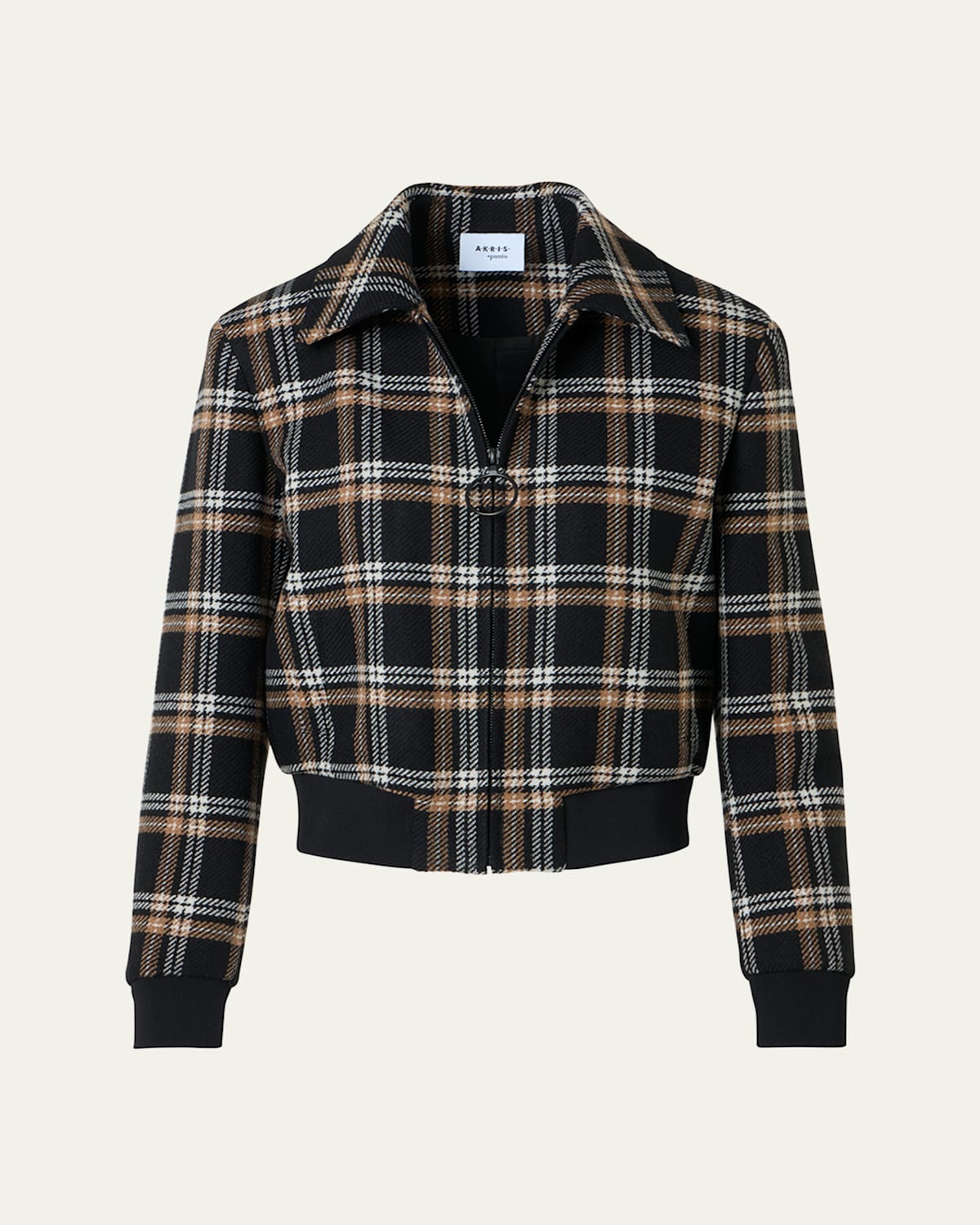 Akris Punto Plaid Wool Tricotine Tweed Short Bomber Jacket In Multi