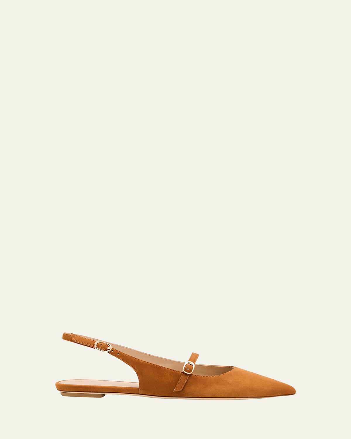 Stuart Weitzman Emilia Suede Mary Jane Slingback Ballerina Flats In Brown