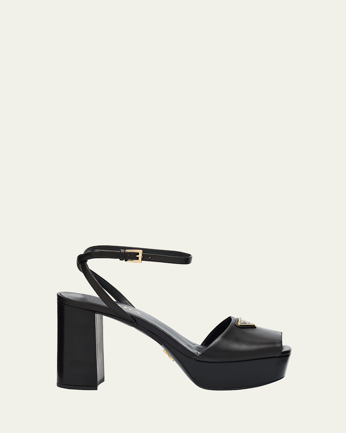 Prada Nappa Triangle Peep-toe Platform Sandals