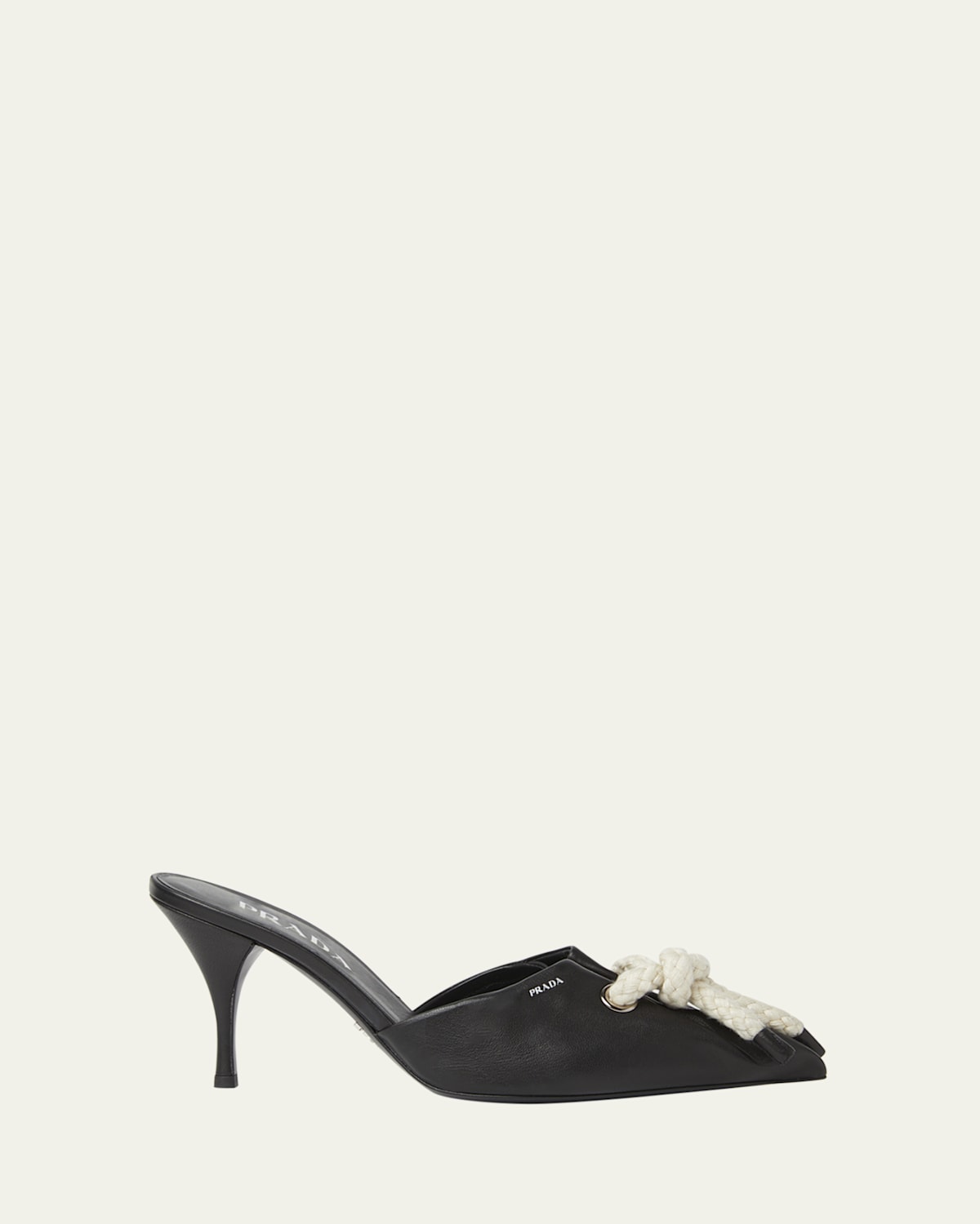 Prada Knotted Rope Nappa Leather Mules In Black