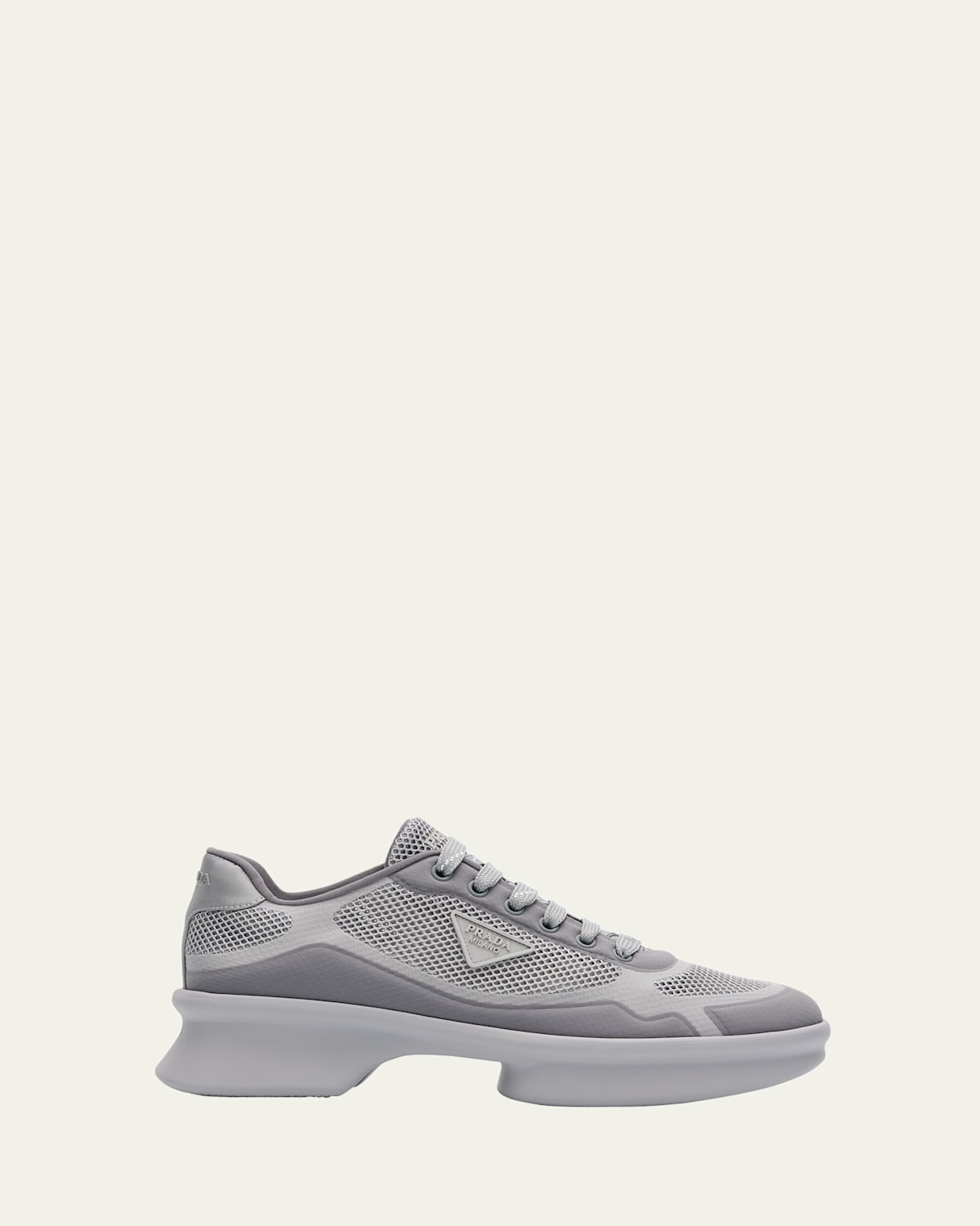 Prada Wavy Rete Lace-up Sneakers In White