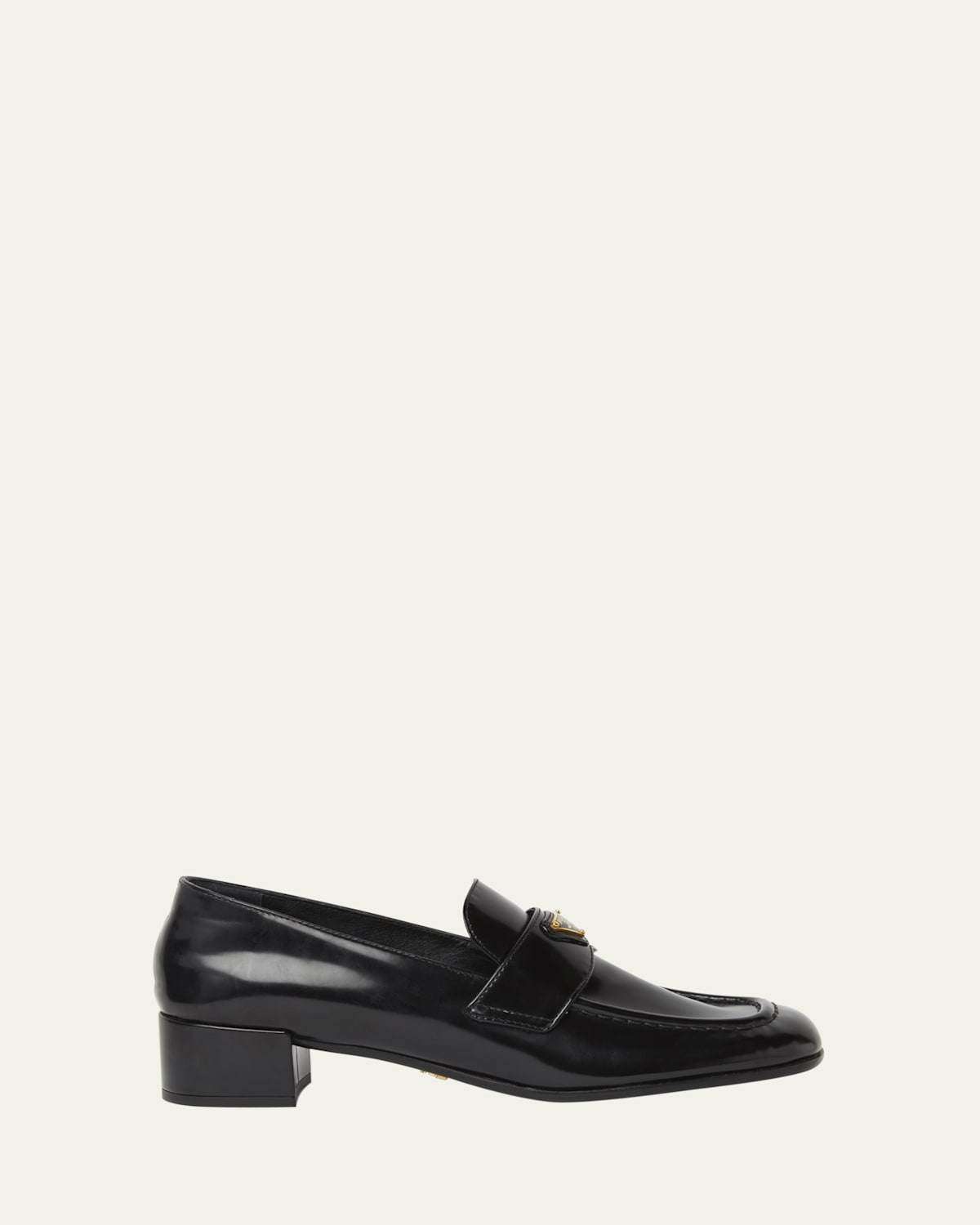 Prada Spazzolato Leather Triangle Logo Loafers In Black