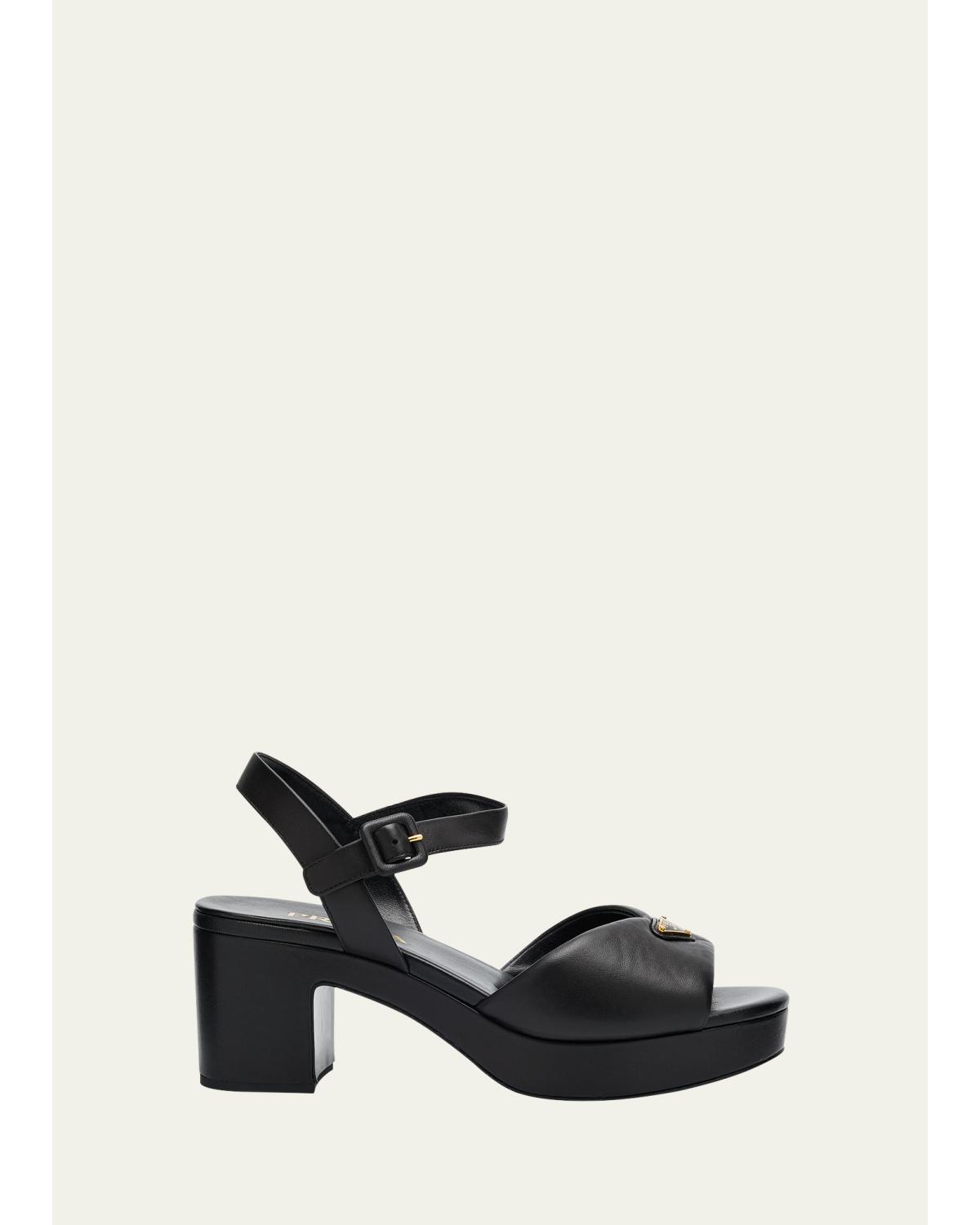 Soft Nappa Ankle Strap Platform Sandals