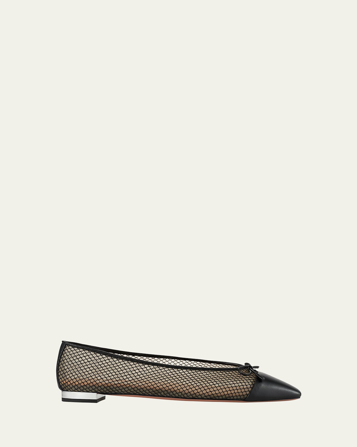 Aquazzura Gioia Mesh Net Cap-toe Ballerina Flats