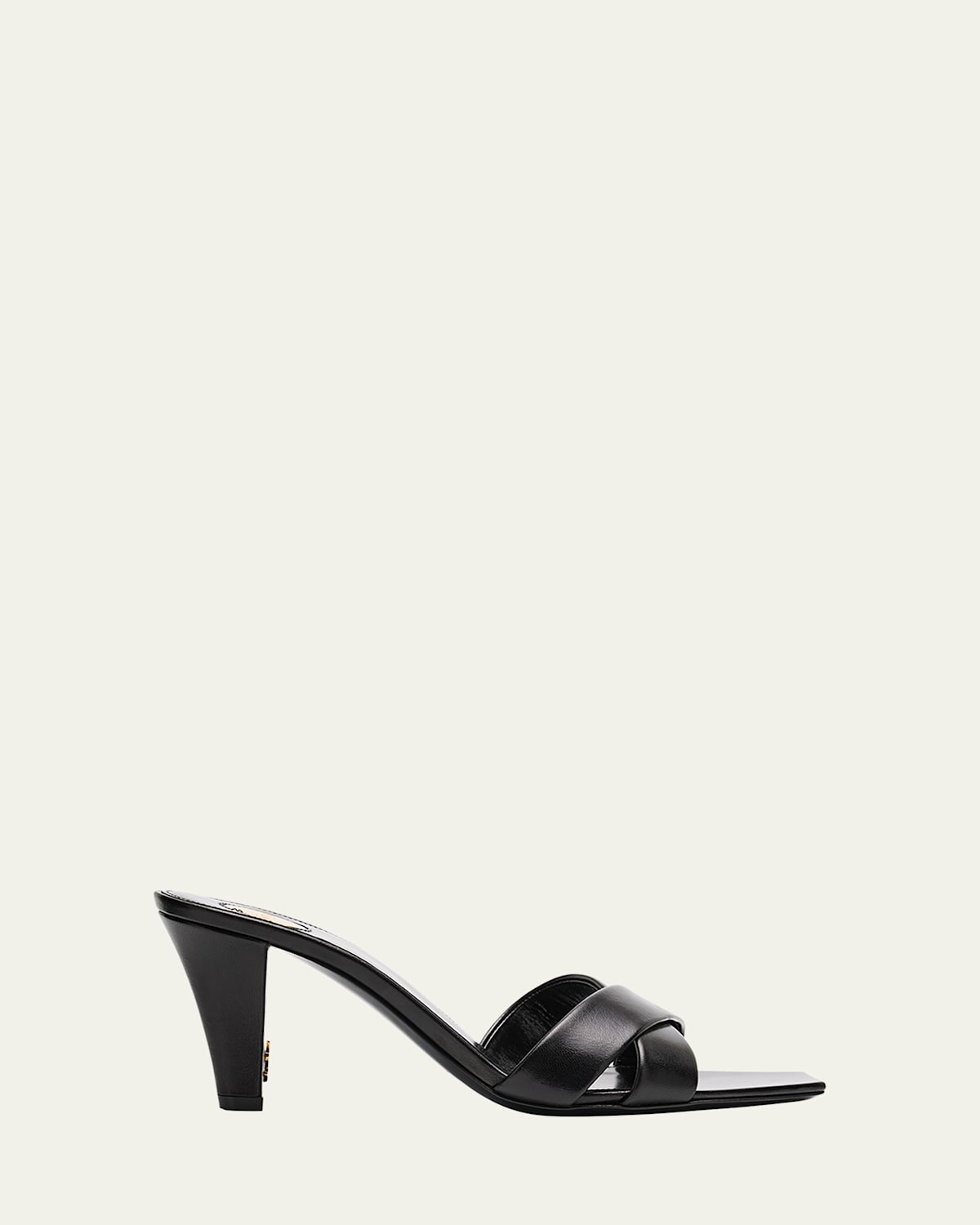 Saint Laurent Jill Leather Crisscross Mule Sandals In Black