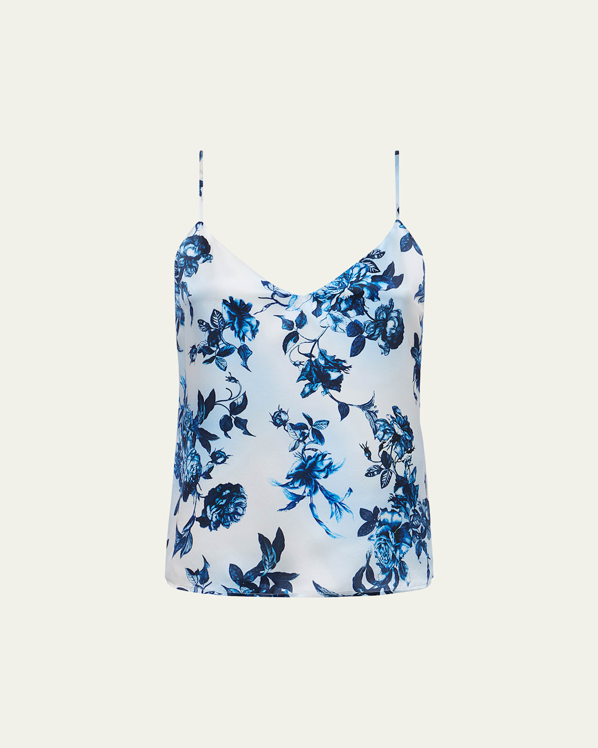 L Agence Painterly Floral Jane Spaghetti-strap Top