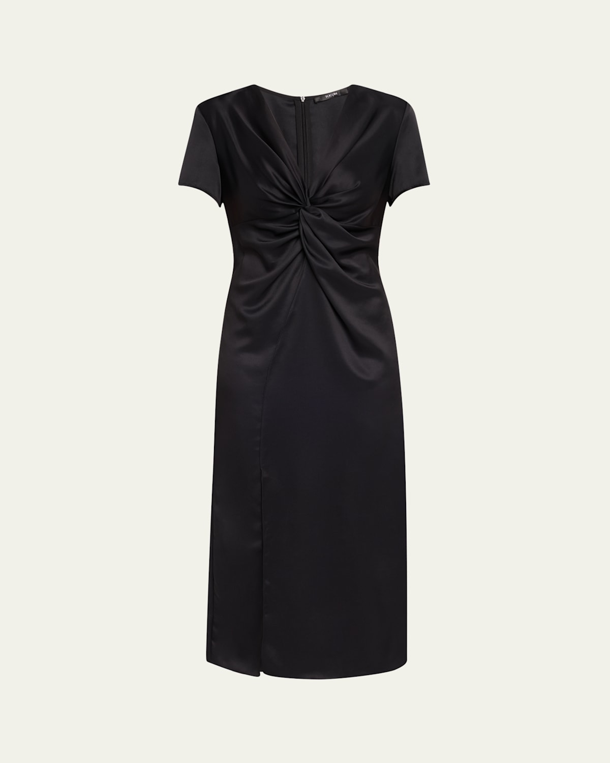 Heather Twist-Front Satin Midi Dress