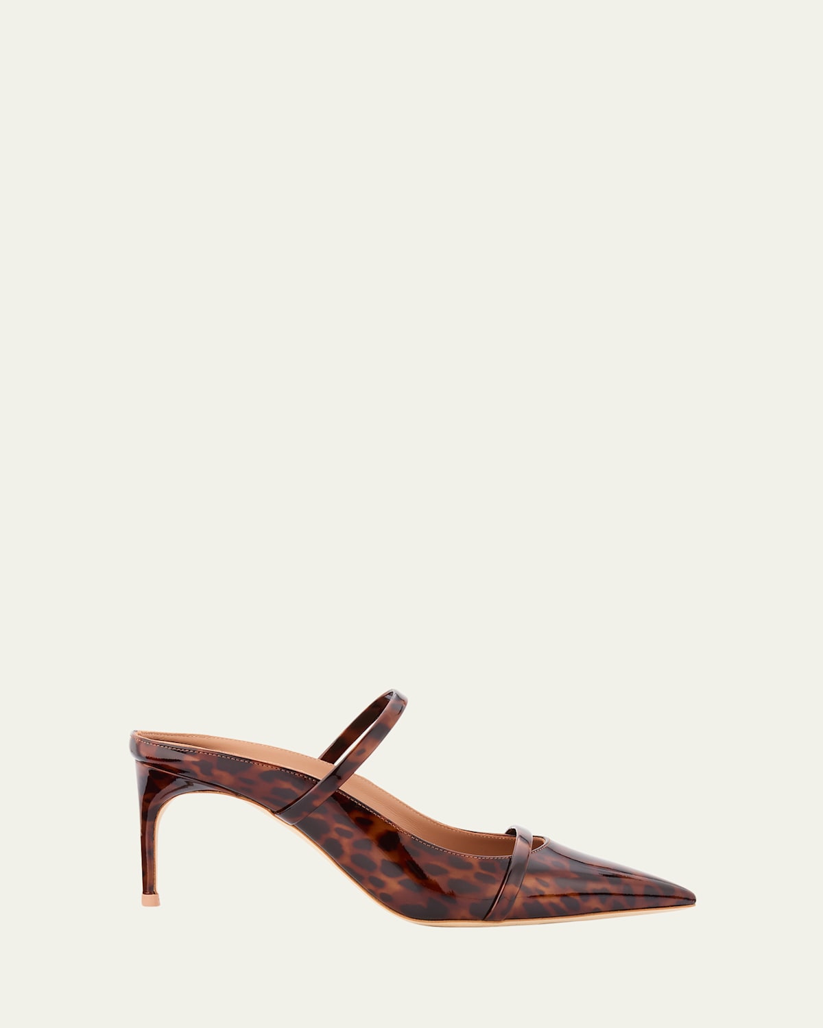 Malone Souliers Aurora Leopard Patent Leather Mules In Brown