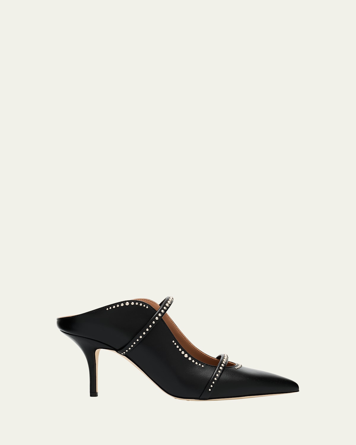 Malone Souliers Maureen Studded Nappa Leather Double-strap Mules In Black