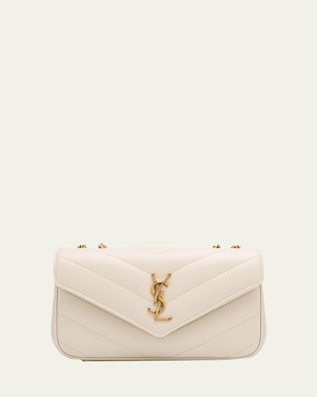 Saint Laurent Loulou Small Ysl Shoulder Bag In Quilted Leather In Sand