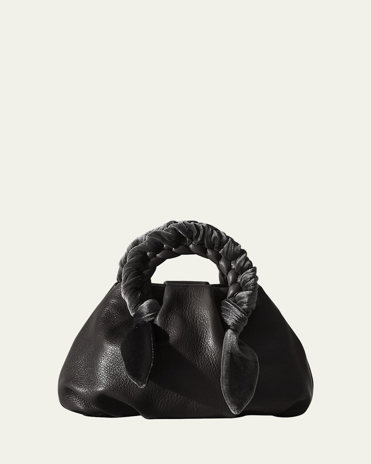 Hereu Bombon Velvet Foulard Leather Crossbody Bag In Black
