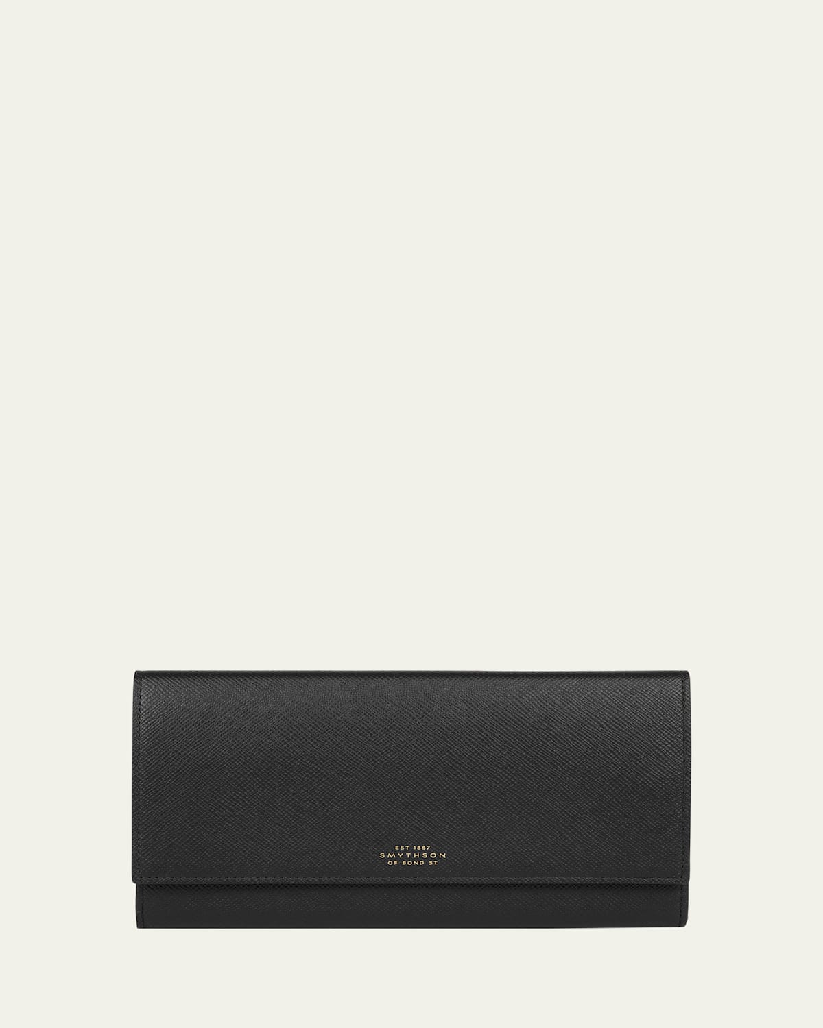 Smythson Marshall Panama Leather Travel Wallet In Black