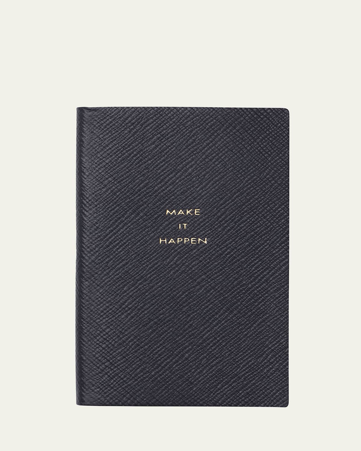 Smythson Make It Happen Panama Leather Pocket Notebook, Navy In Blue