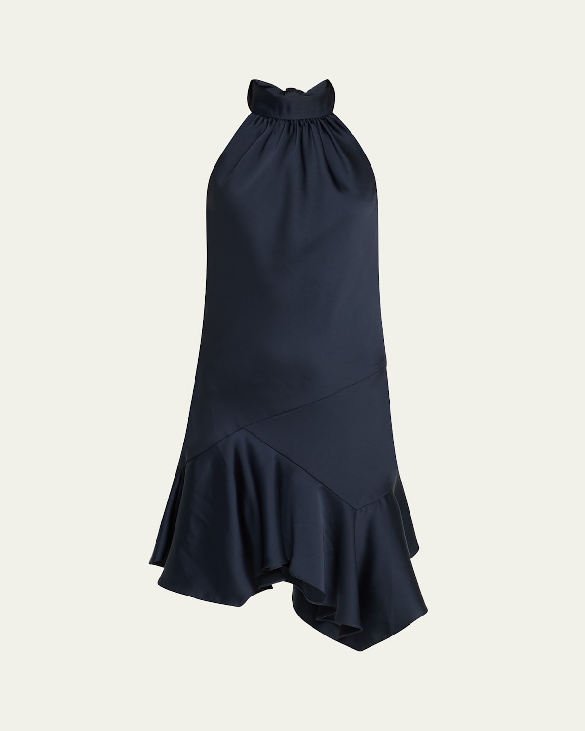 Shop Ramy Brook Nari Asymmetric Flounce Halter Mini Dress