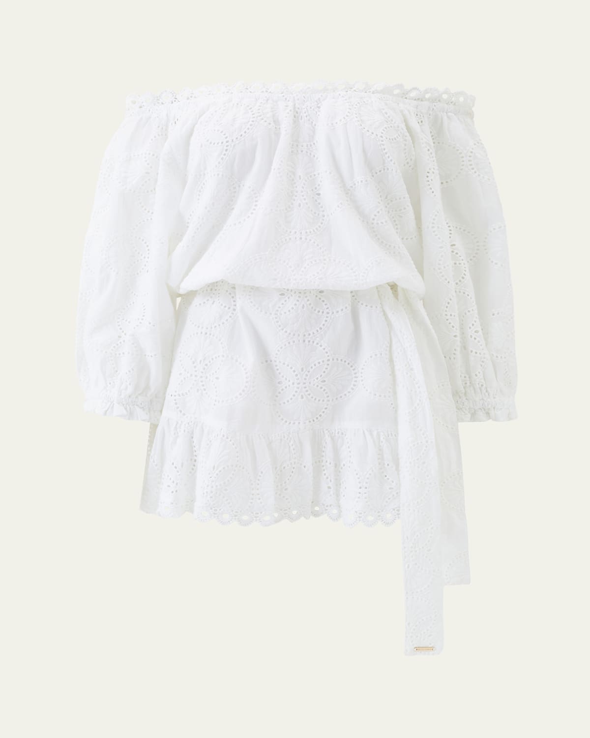 Melissa Odabash Avi Eyelet Off-shoulder Mini Dress