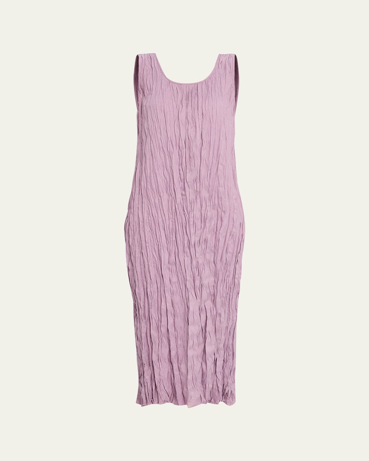 Sleeveless Crinkled Scoop-Neck Midi Dress