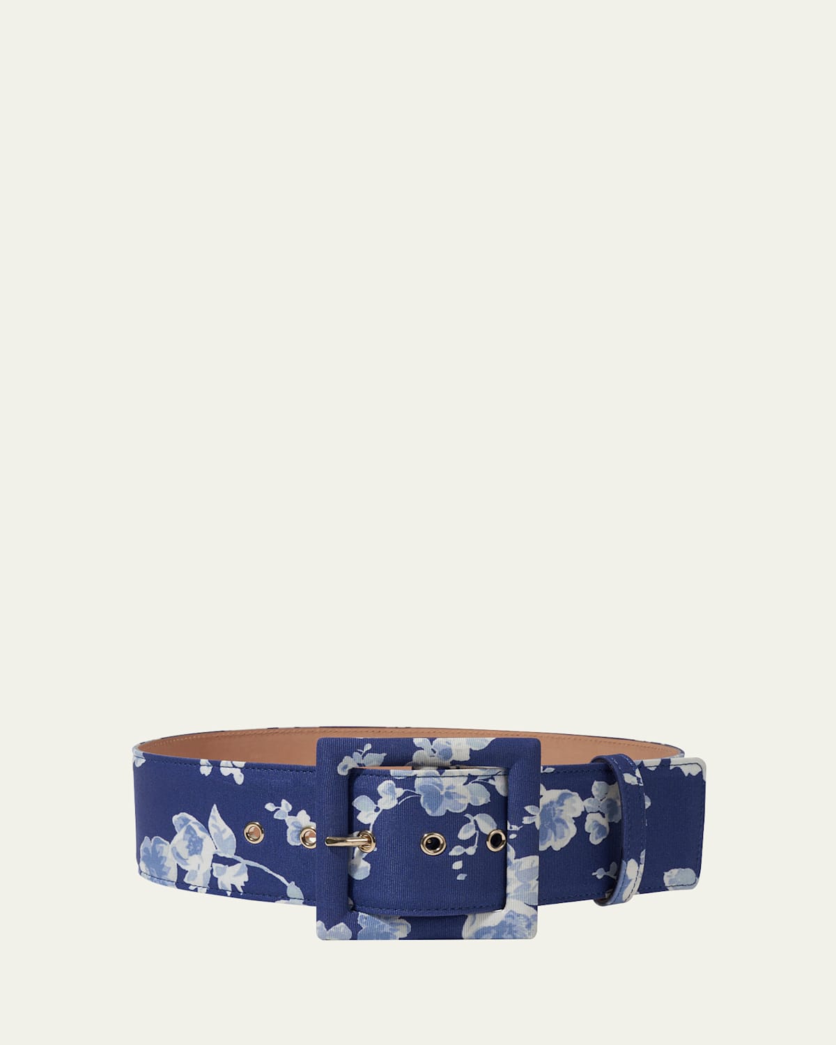 Carolina Herrera Icon Floral-print Leather-backed Faille Belt