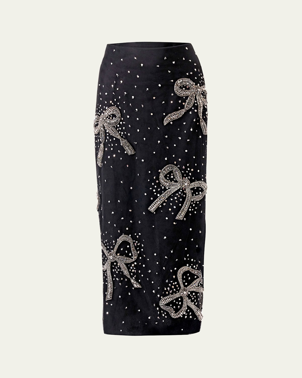 CAROLINA HERRERA BOW EMBELLISHED MIDI SKIRT 