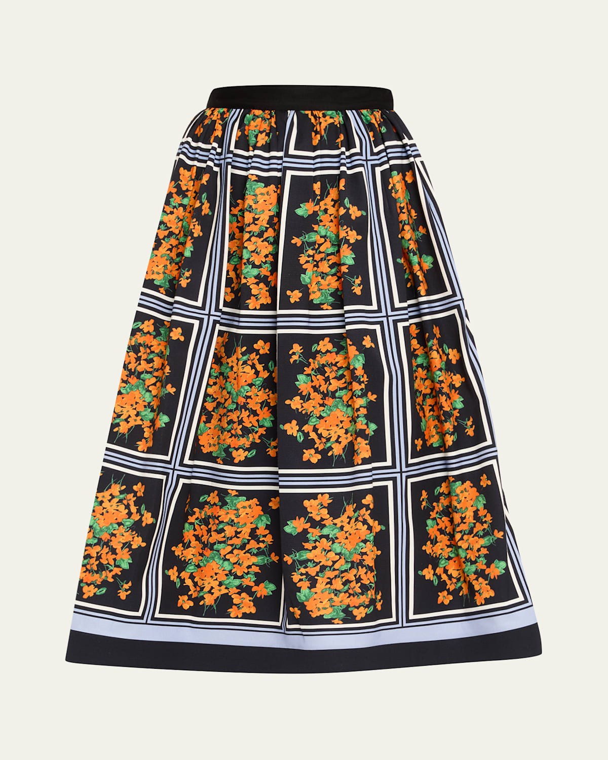 Floral-Print Full Midi Skirt
