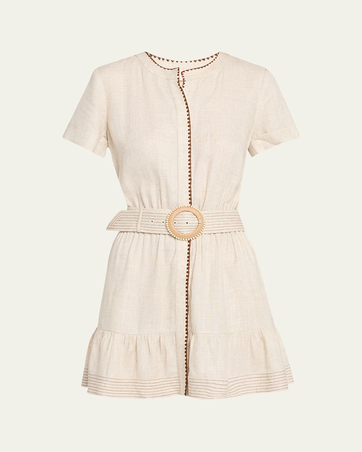 Ramy Brook Beatriz Belted Mini Shirtdress In Sand