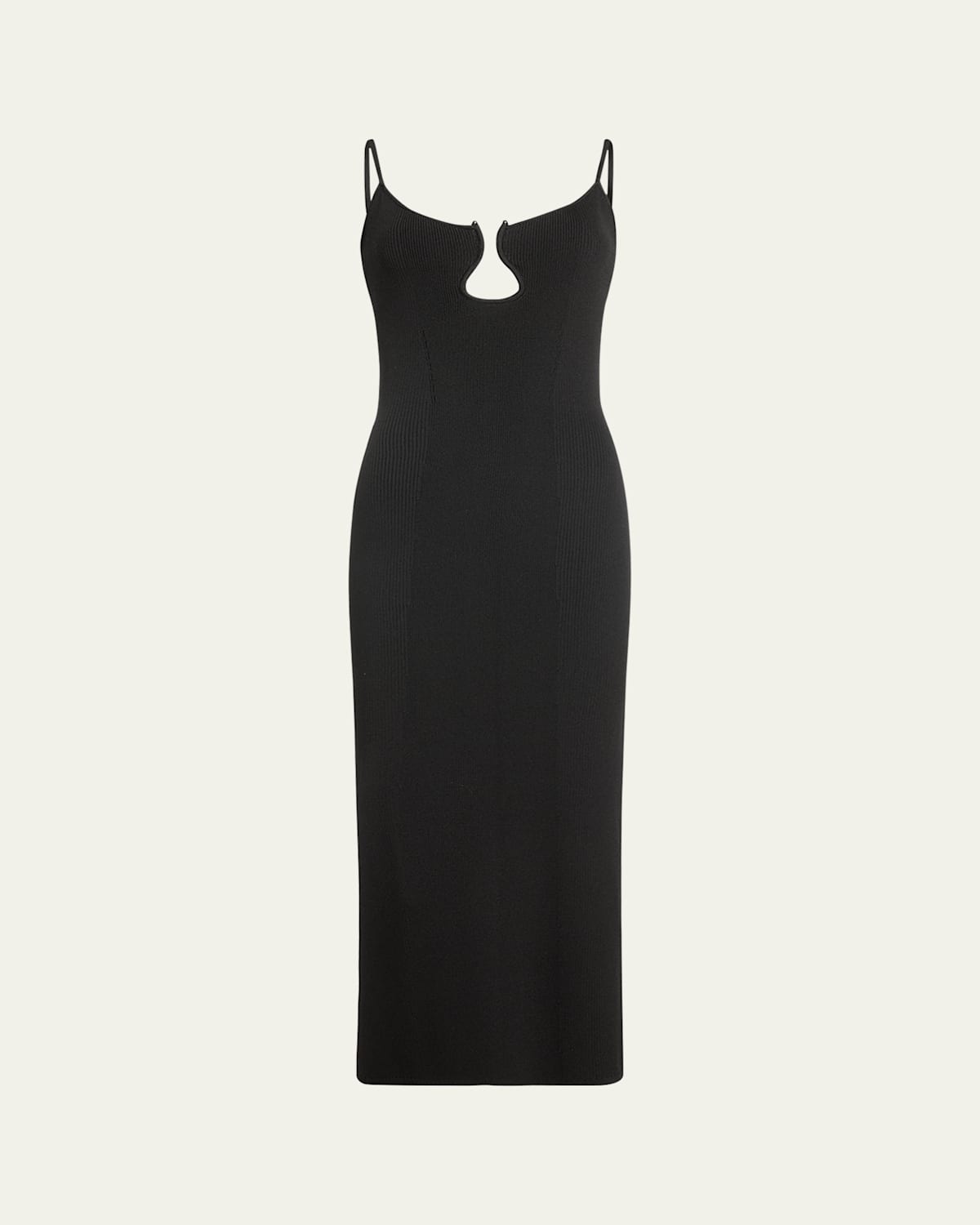 Ramy Brook Sloan Plunging Ribbed Knit Midi Dress In Black