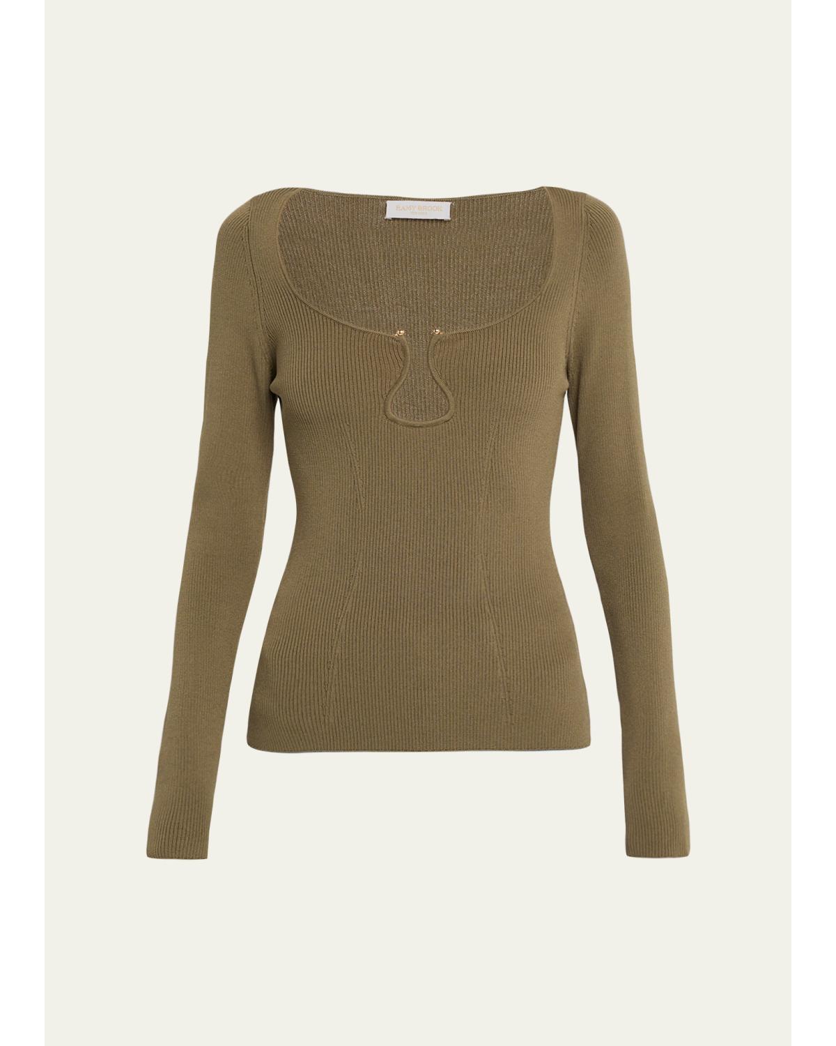 Lylia Ribbed Wavy U-Ring Top