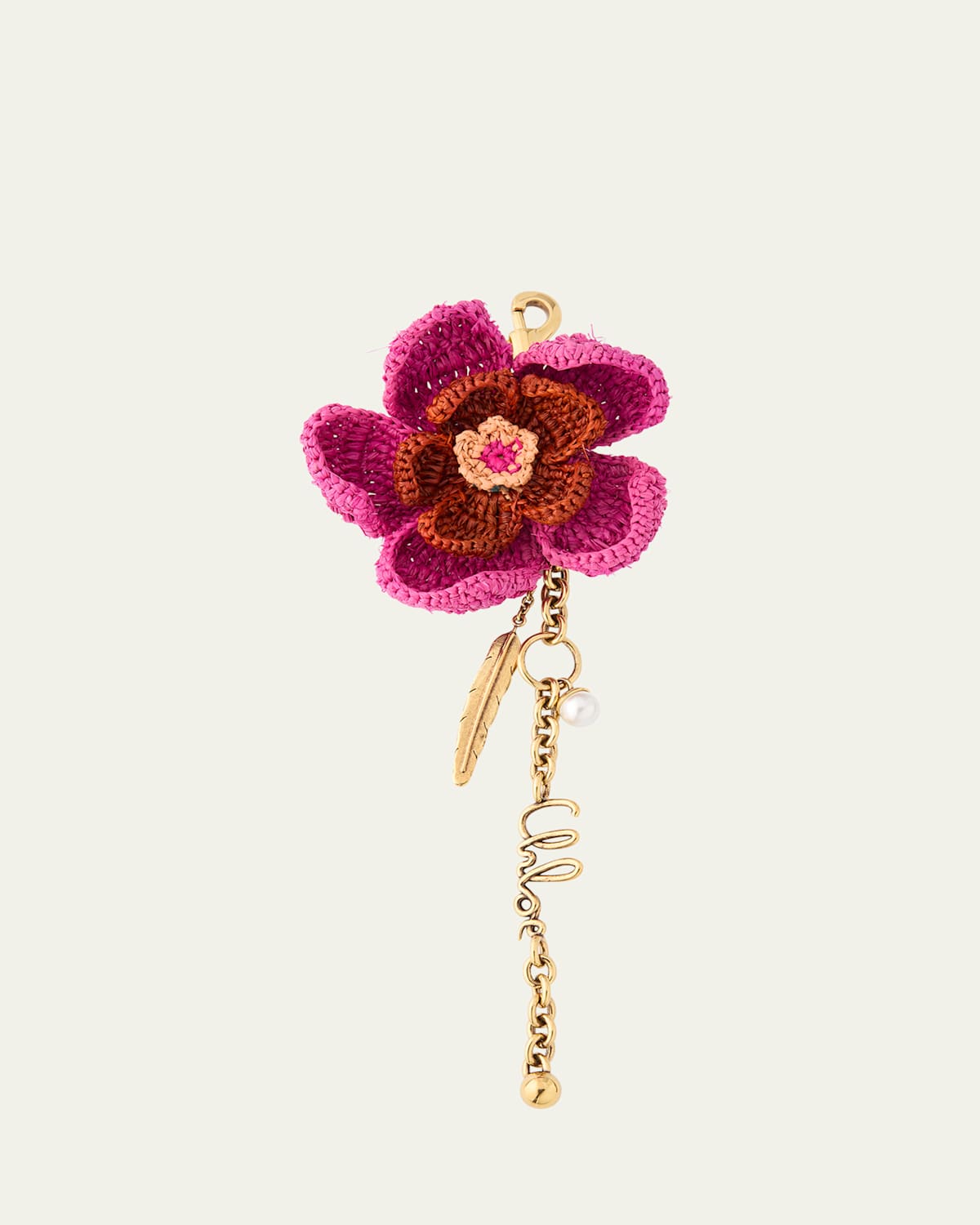 Chloé Crochet Raffia Flower Bag Charm