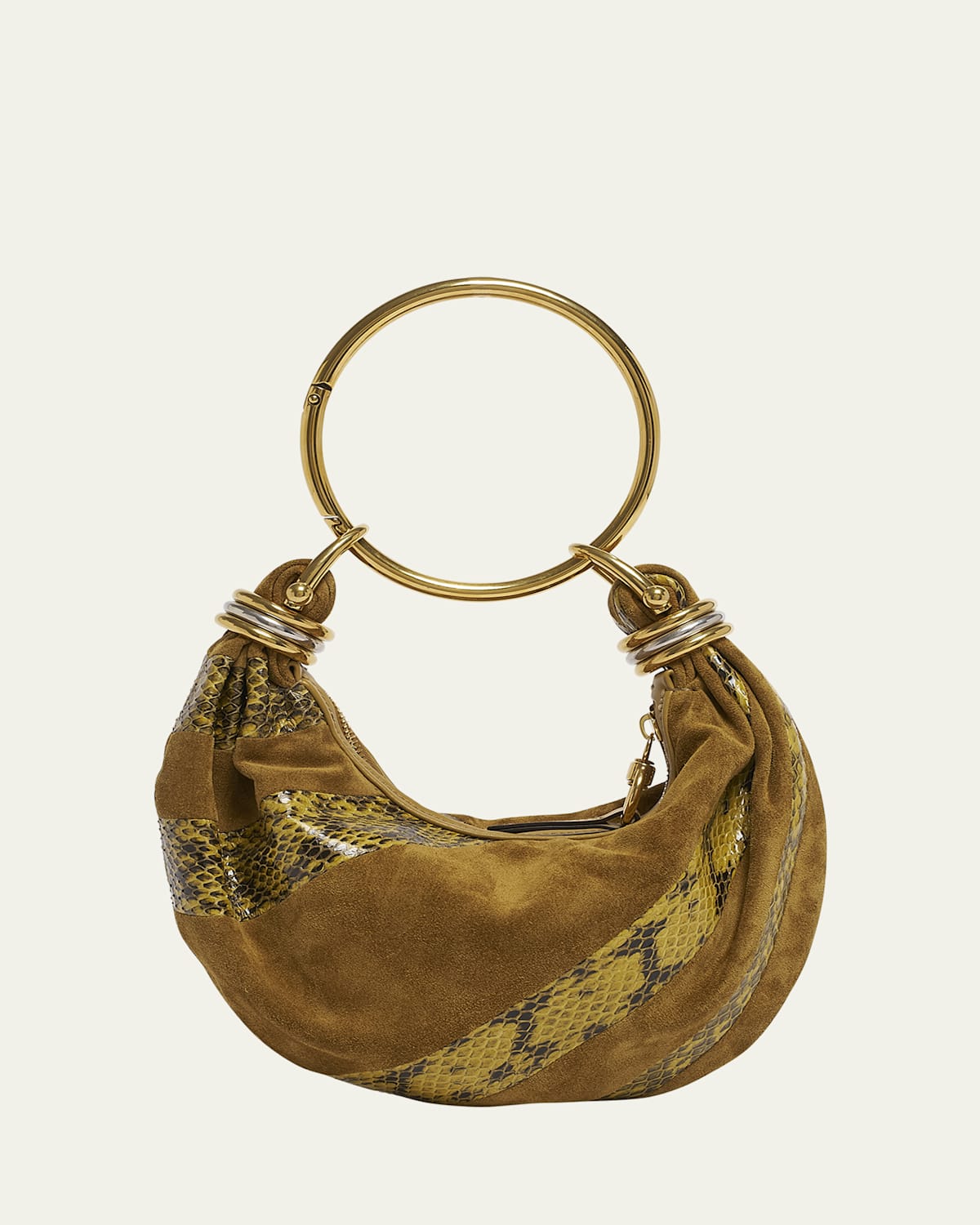 Chloé Bracelet Shoulder Bag In Calfskin Suede And Snakeskin