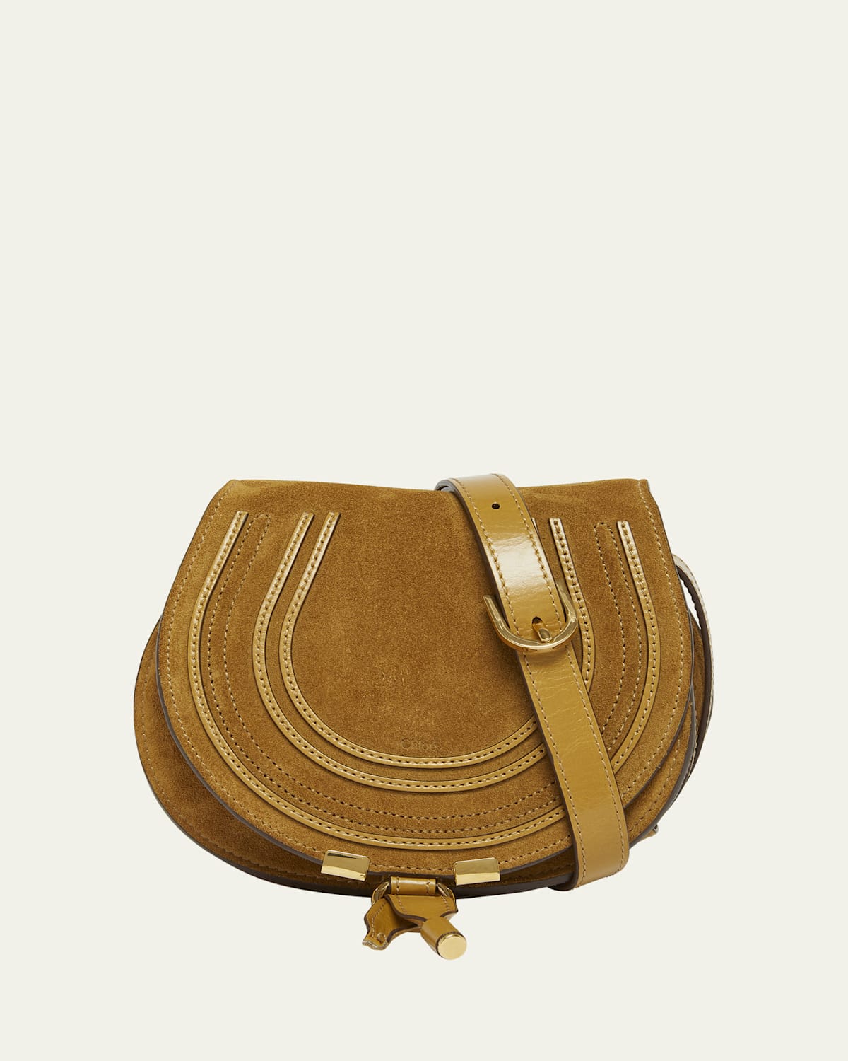 Chloé Marcie Flap Saddle Crossbody Bag In Suede