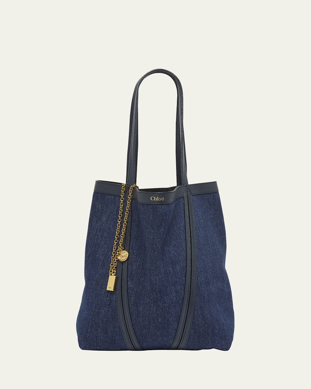 Spin Medium Tote Bag in Denim and Leather