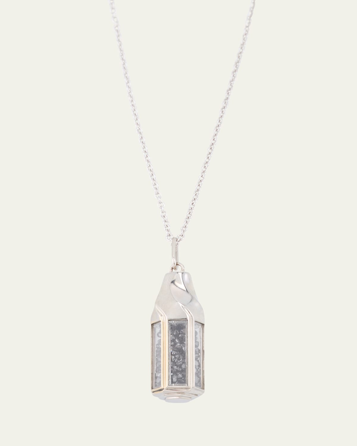 18K Gold Farol Black Diamond Kaleidoscope Shaker Pendant Necklace