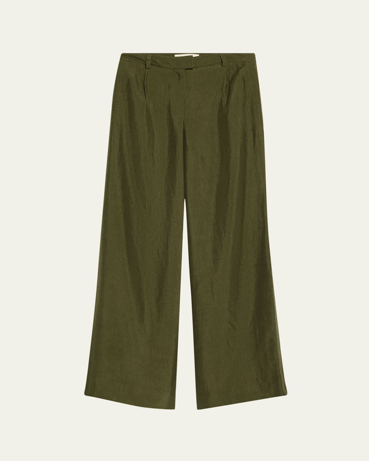 Crinkled Satin Straight-Leg Trousers