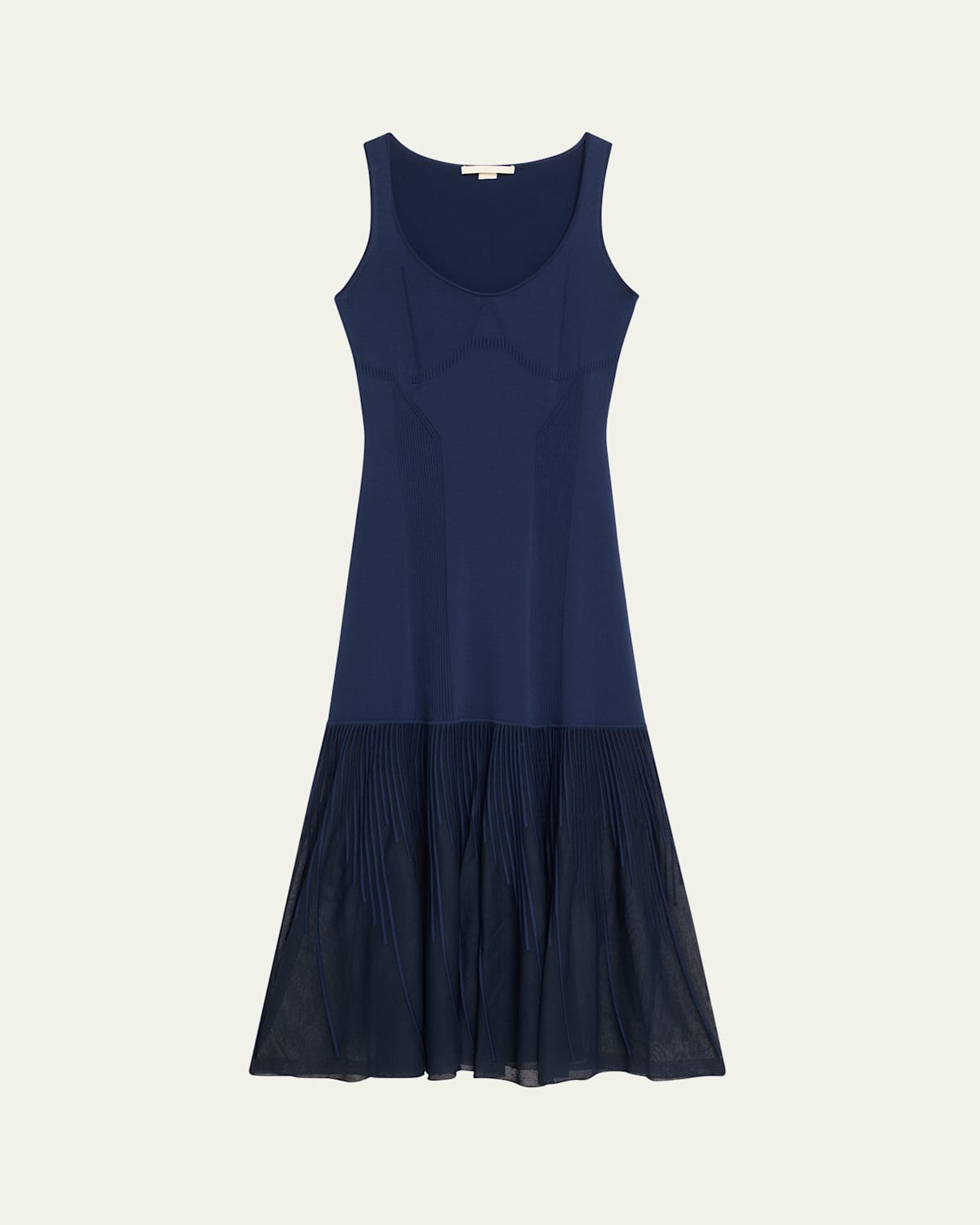 Pleated Drop-Waist Knit Midi Tank Dress