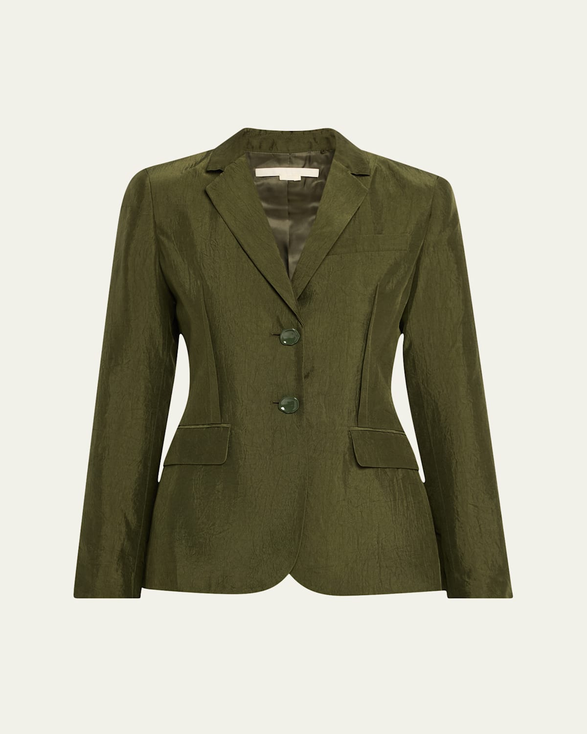 Jason Wu Collection Crinkled Satin Single-breasted Blazer In Green
