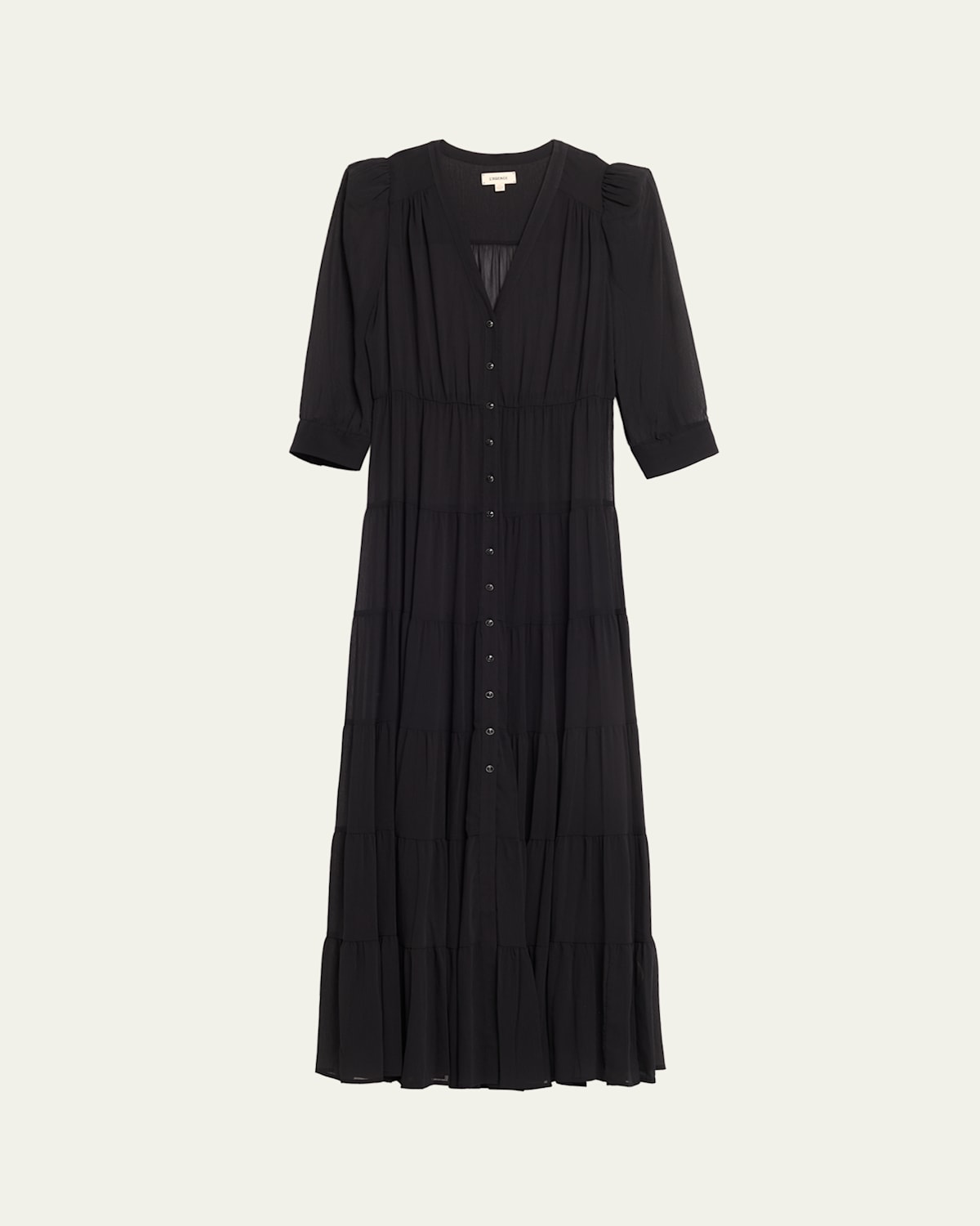 L'agence Seraphina Tiered Maxi Dress In Black