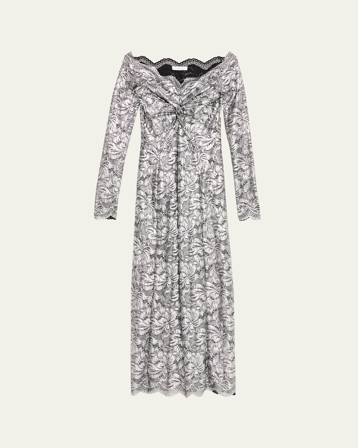 Off-The-Shoulder Lace Midi Dress