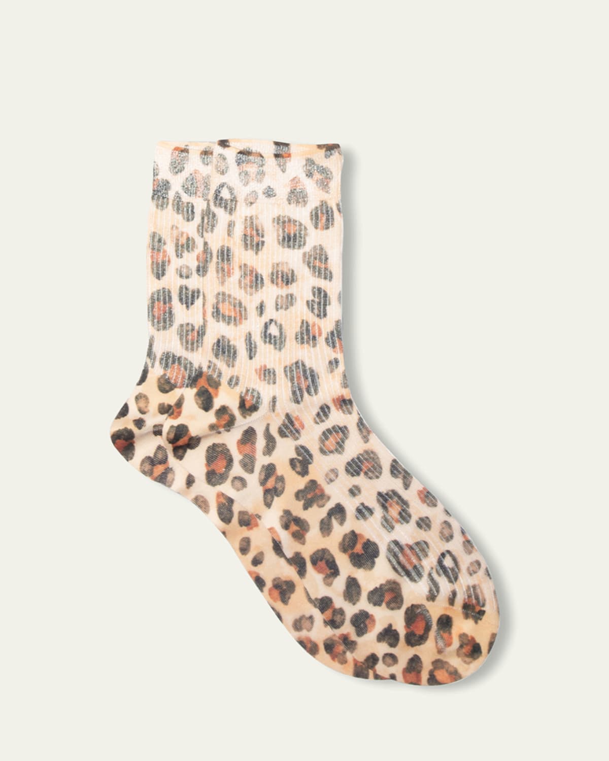 Savana Ribbed Leopard-Print Crew Socks