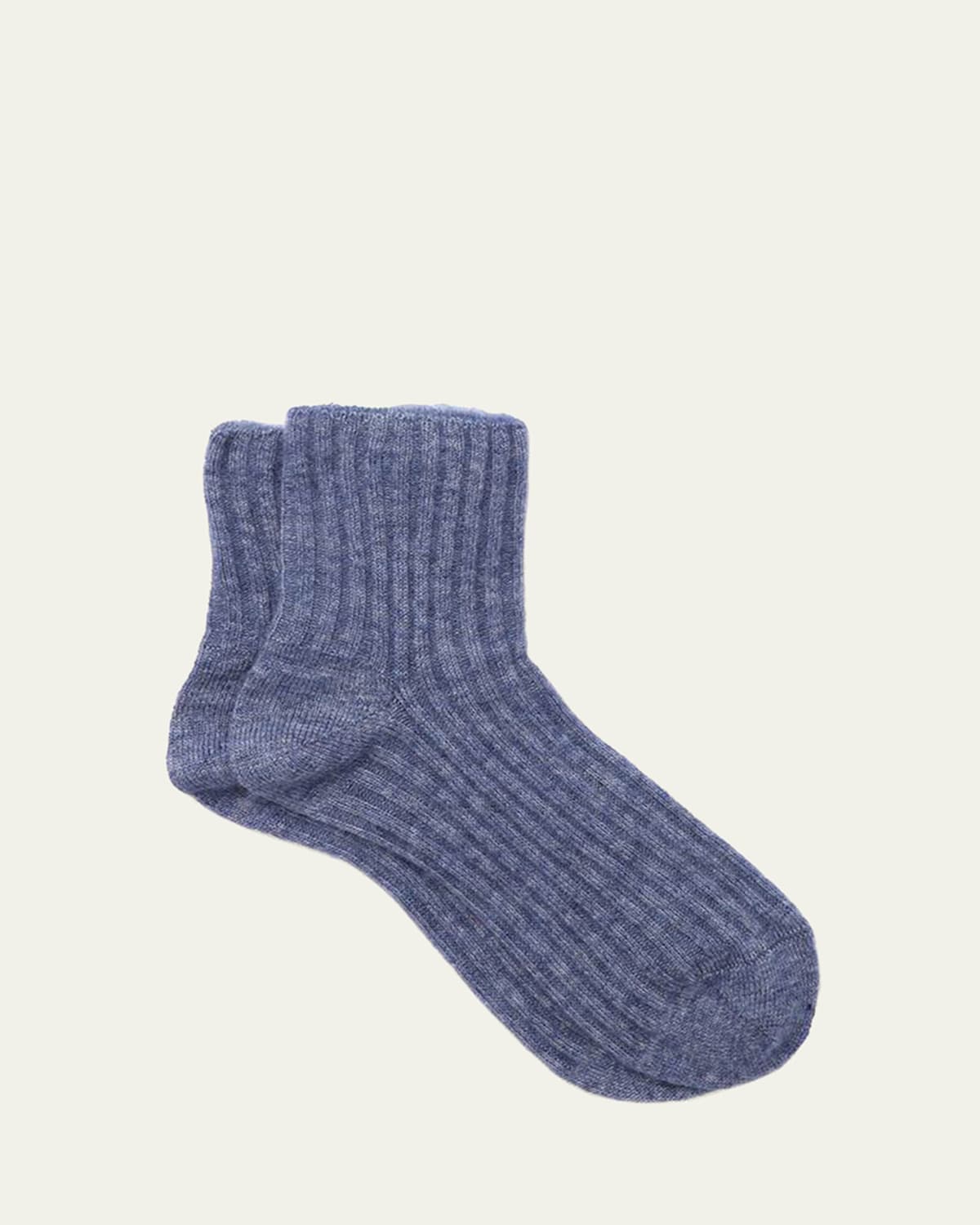Maria La Rosa Ribbed Cashmere-Silk Ankle Socks