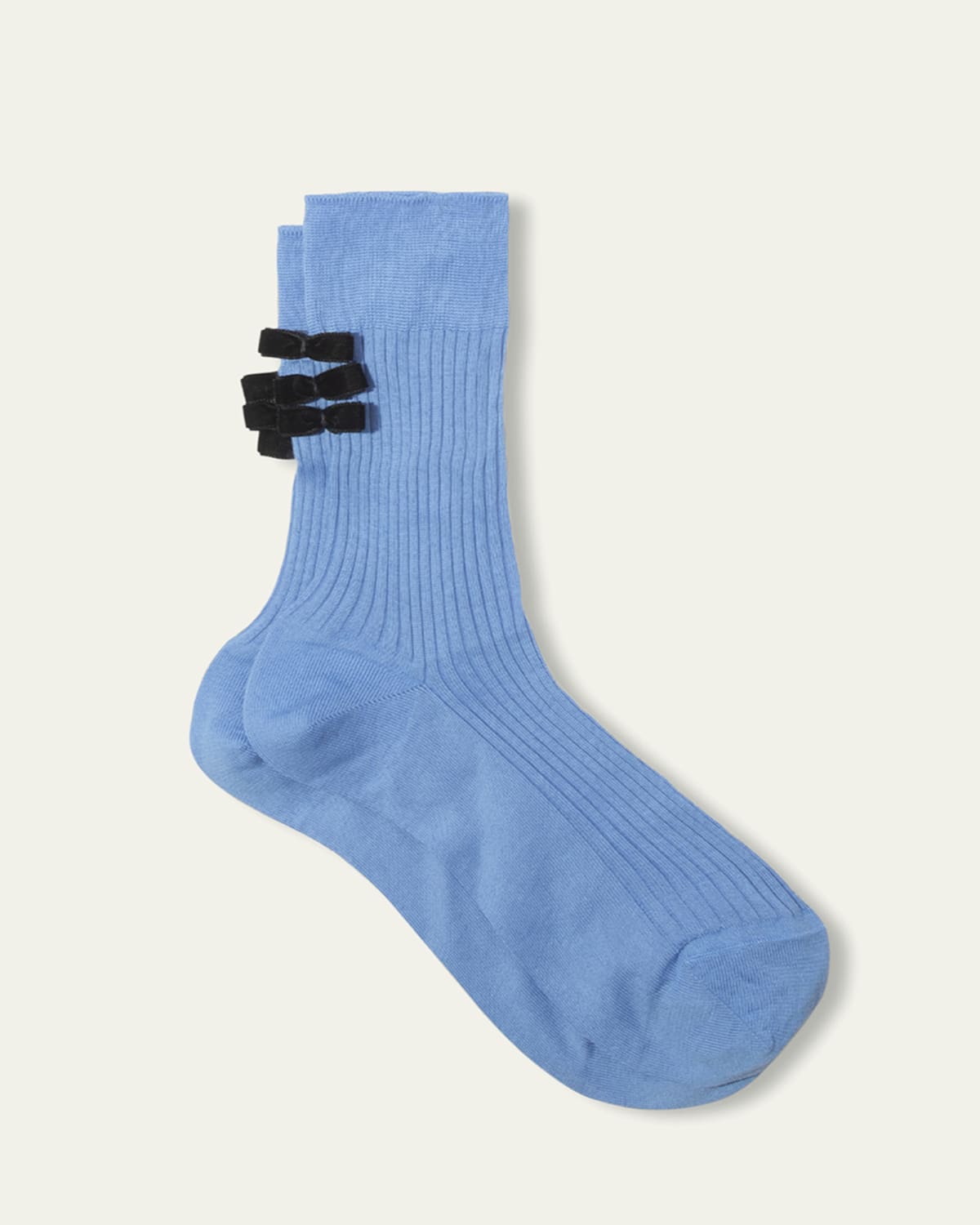 Poetry Ribbed Bow-Embellished Socks