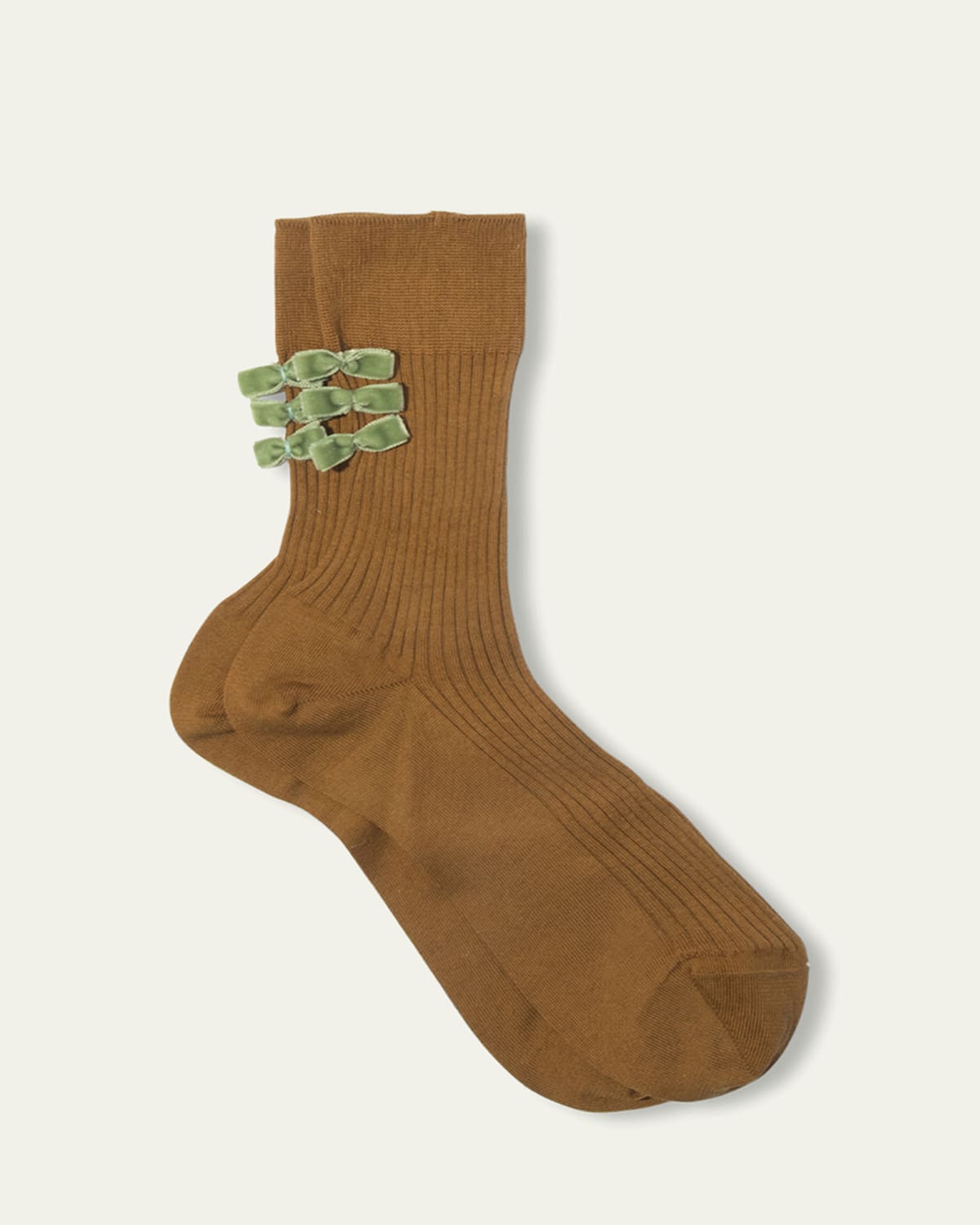 Poetry Ribbed Bow-Embellished Socks