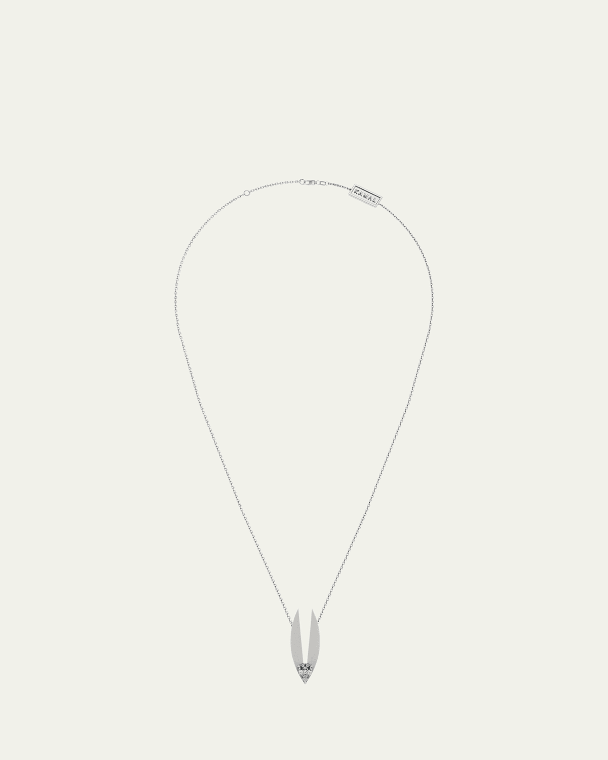 18K Gold Petal Lotus Edge Pear Diamond Necklace, 16"L