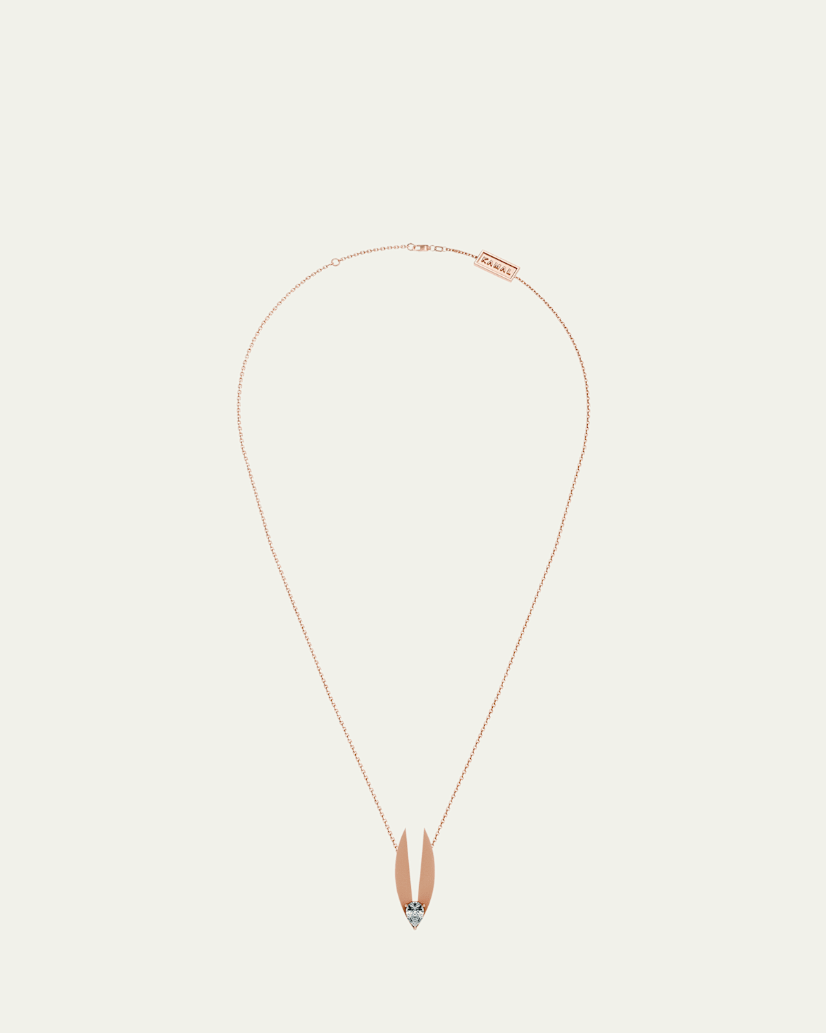 18K Gold Petal Lotus Edge Pear Diamond Necklace, 16"L