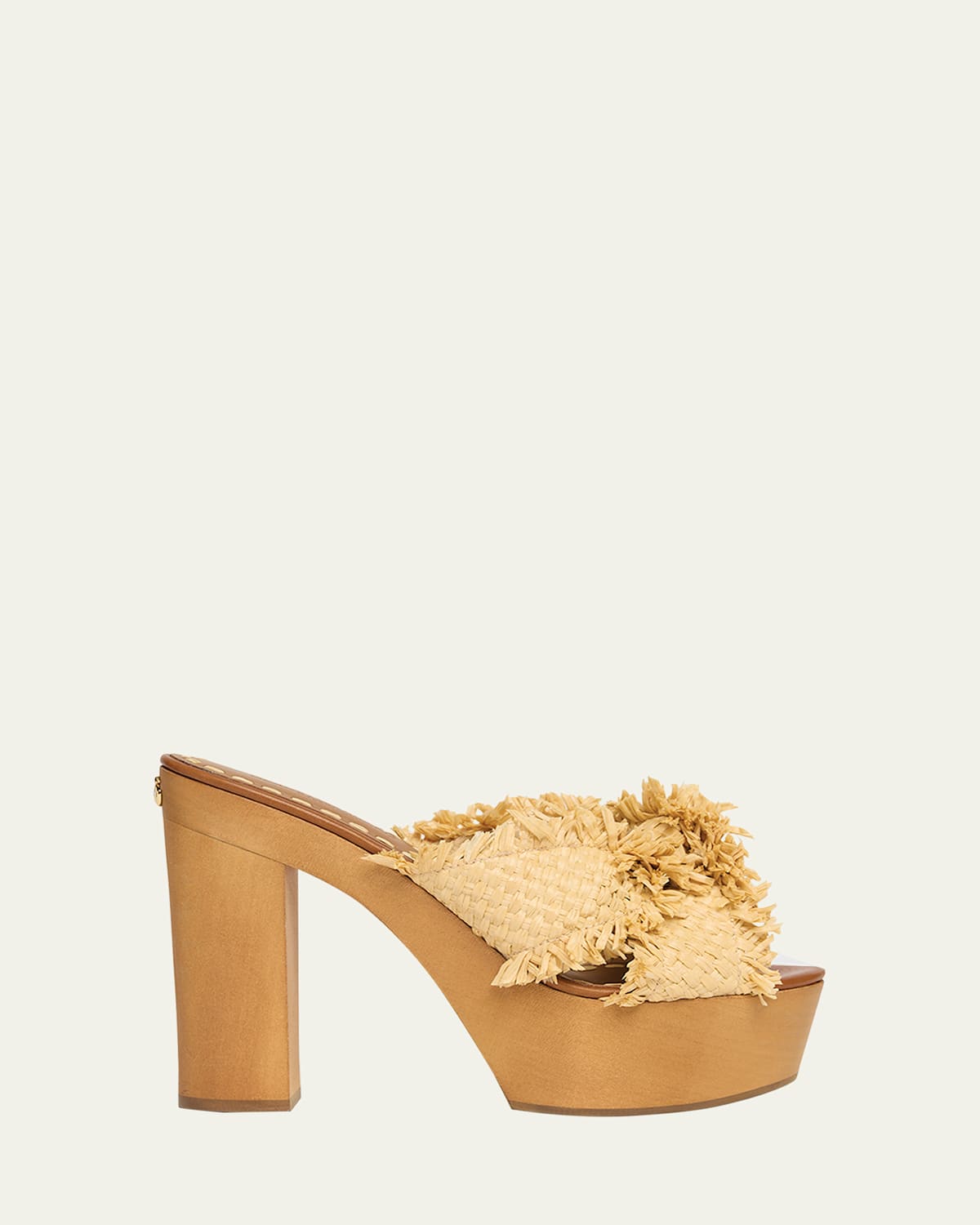 Dolce & Gabbana Wedge Sandal In Frayed Rafia And Canvas