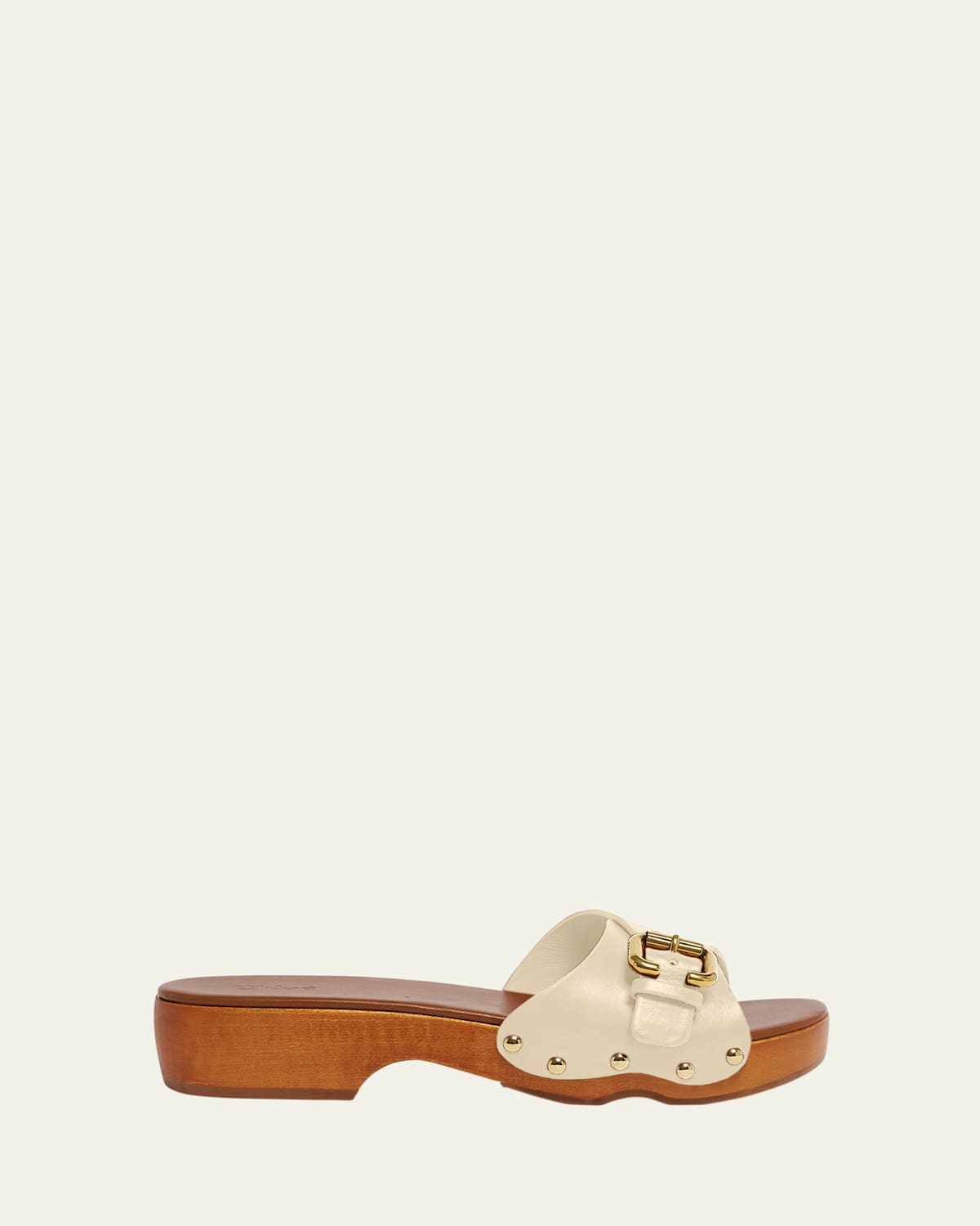Jeannette Leather Buckle Clog Sandals