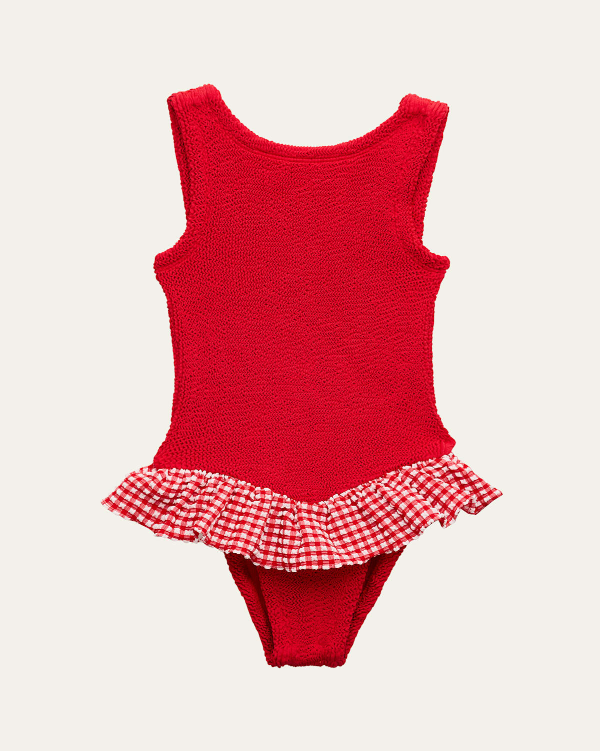 Hunza G Gingham Ruffled Swimsuit In Red
