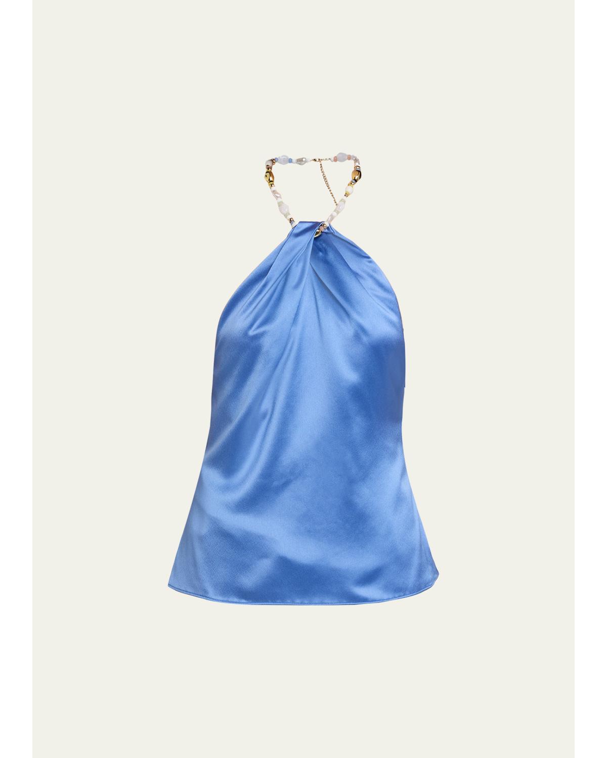Milani Beaded Satin Halter Top
