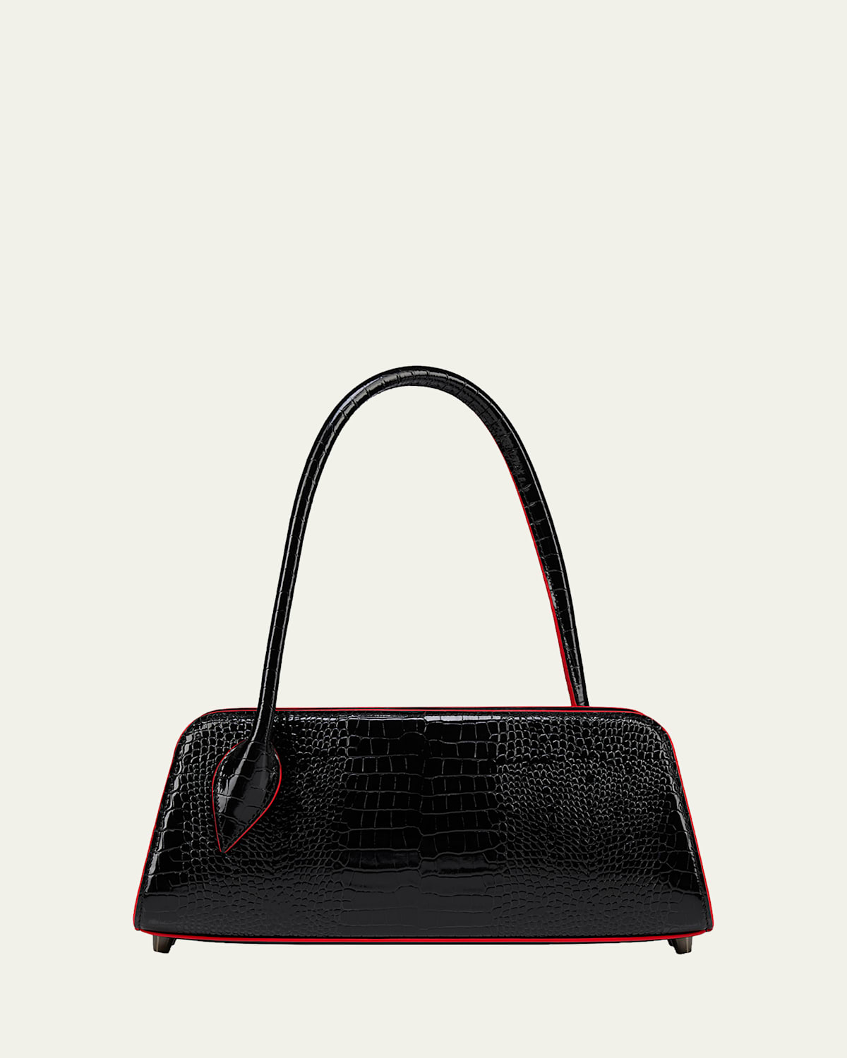 Christian Louboutin Eloise Croc-embossed Leather Shoulder Bag In Black