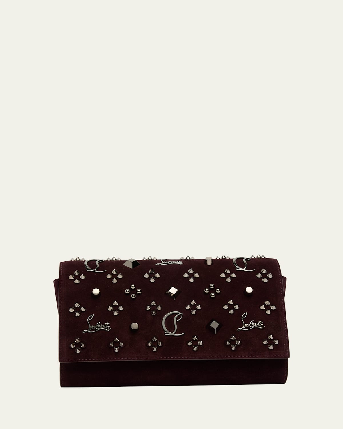 Christian Louboutin Paloma Clutch Bag In Suede With Loubinthesky Spikes