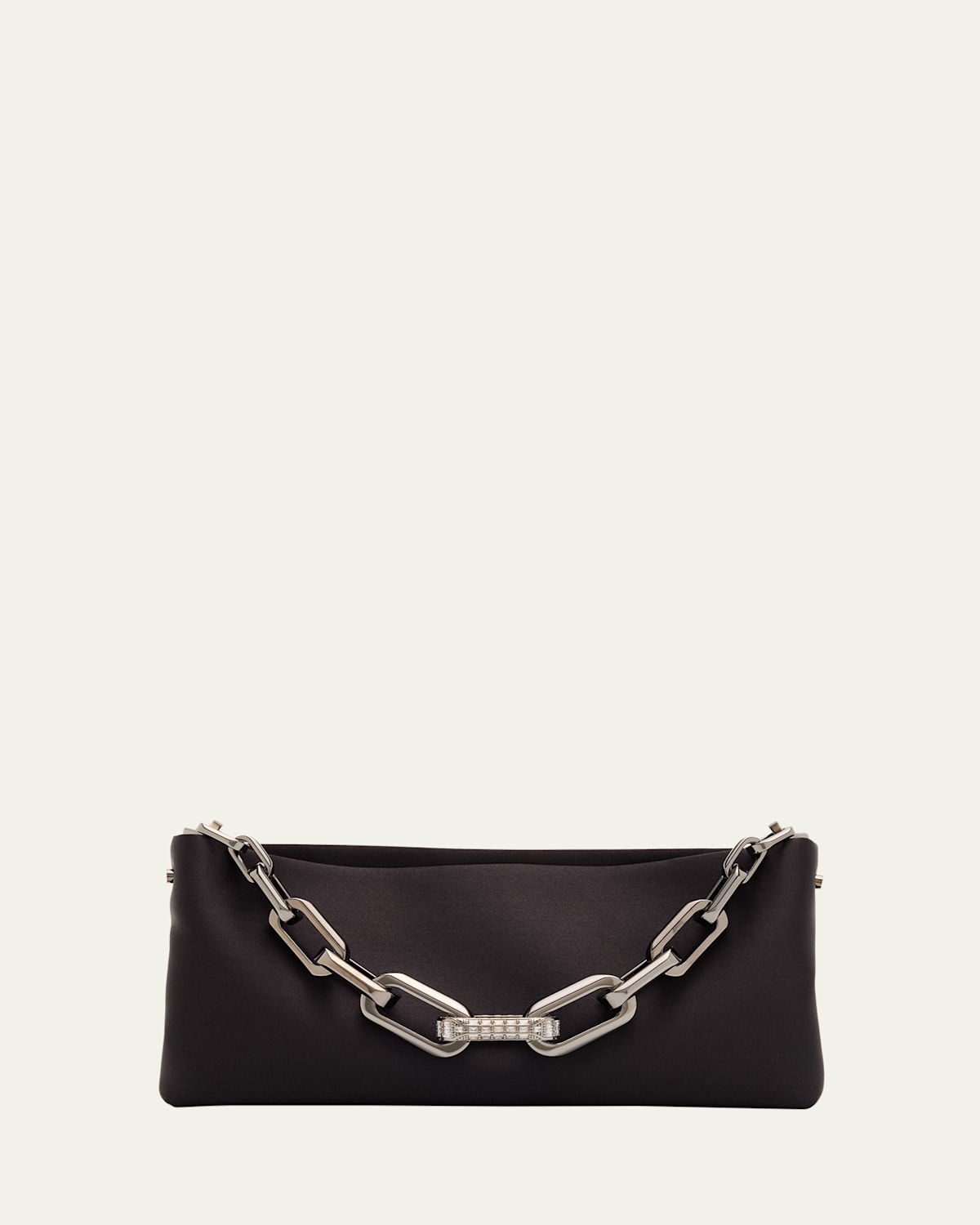 Christian Louboutin Maykimay Chain-draped Clutch Bag In Crepe Satin In Black