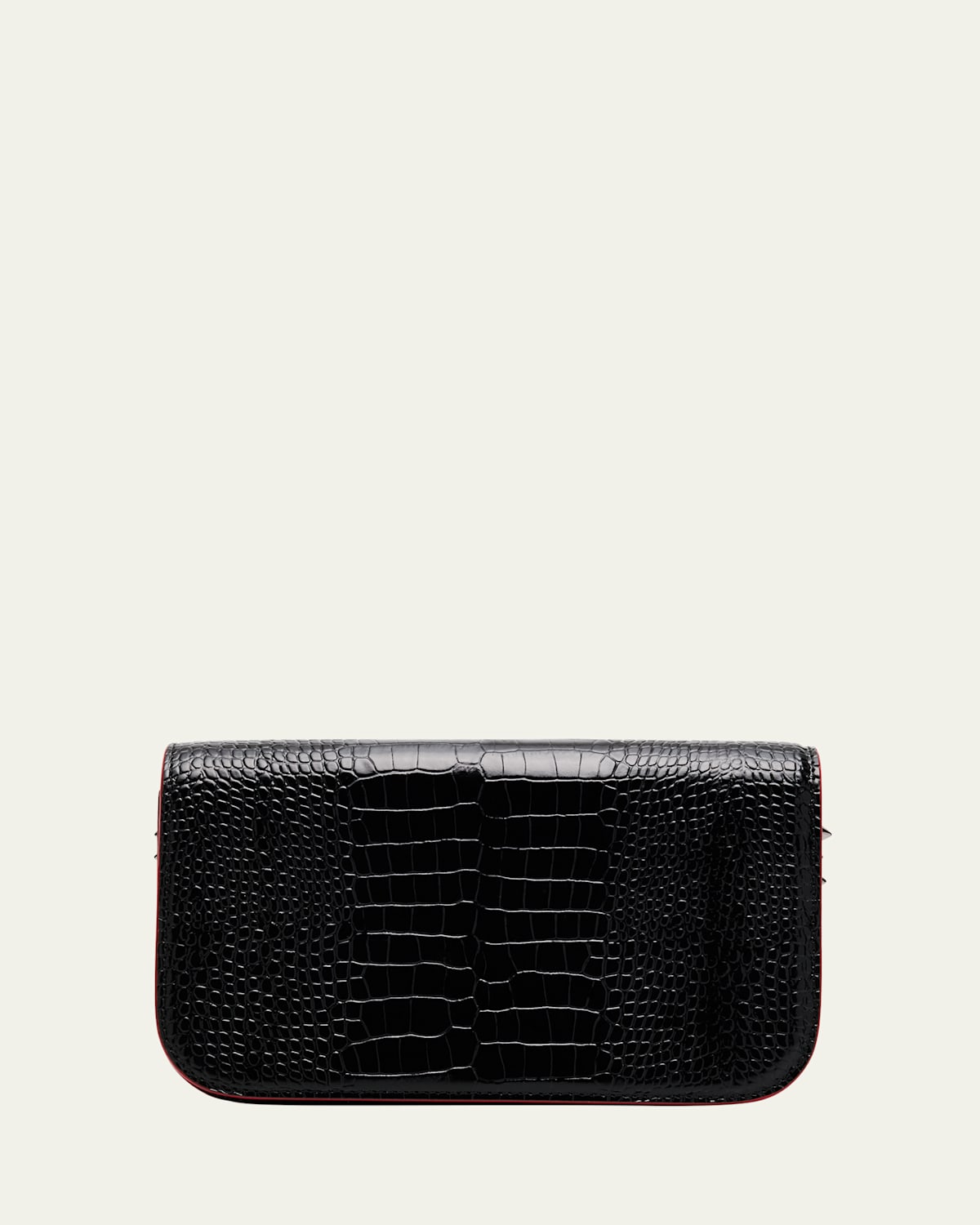 Christian Louboutin Paloma Small Croc-embossed Leather Clutch In Black